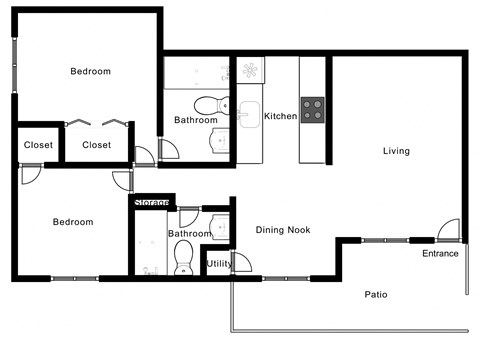 a floor plan of a house with a living room and a bedroom